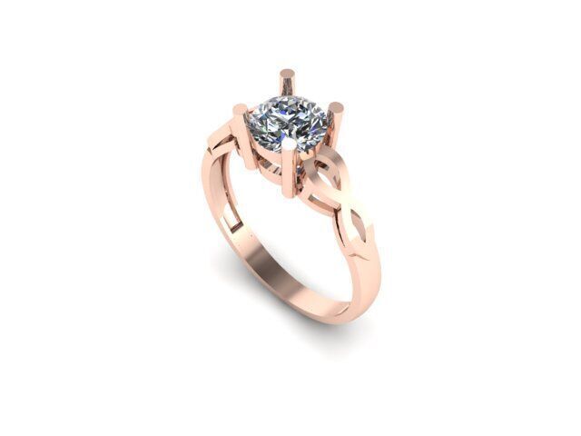 Solitaire  ring for diamond 3D print model_2