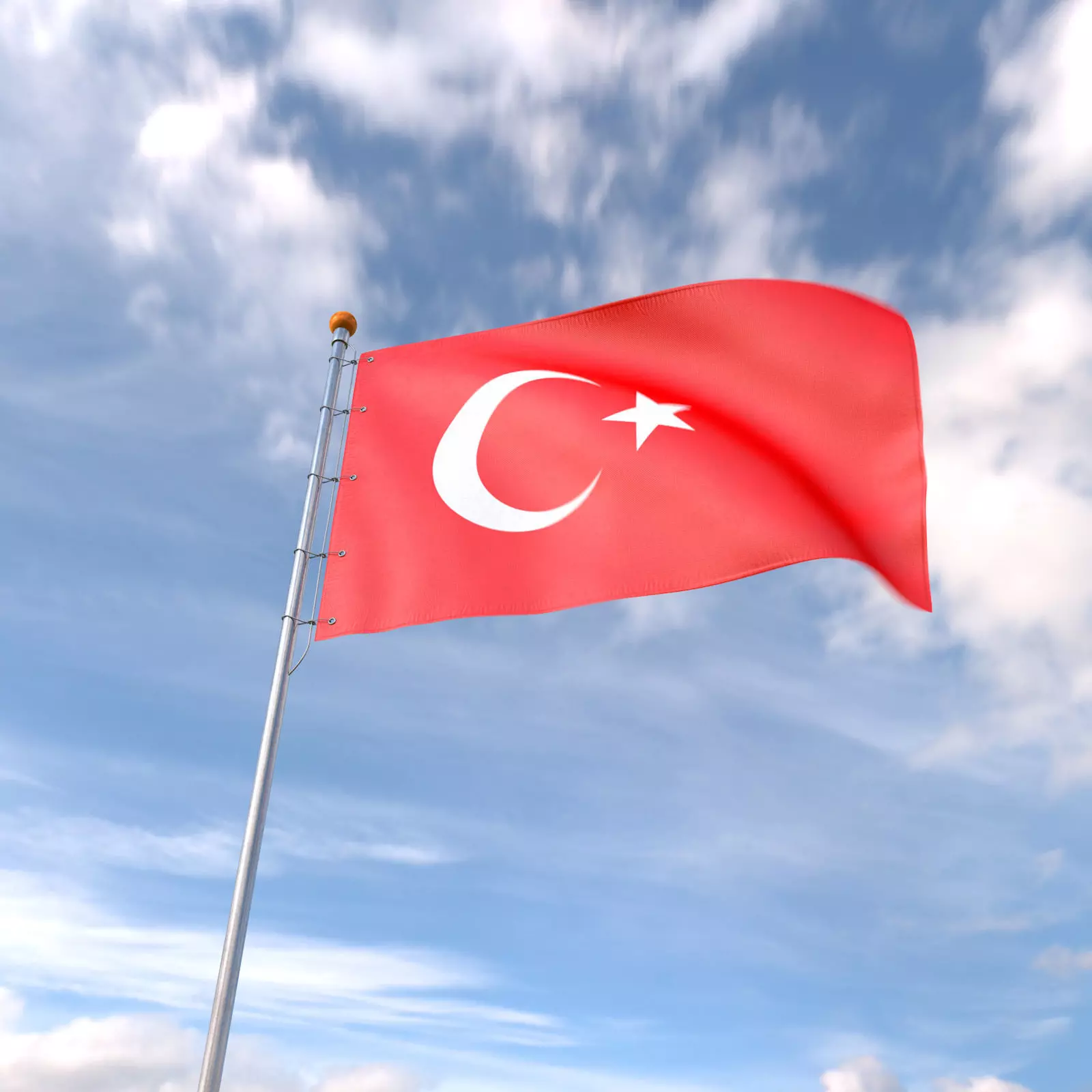 Flag Turkey animated loop 3D model_0