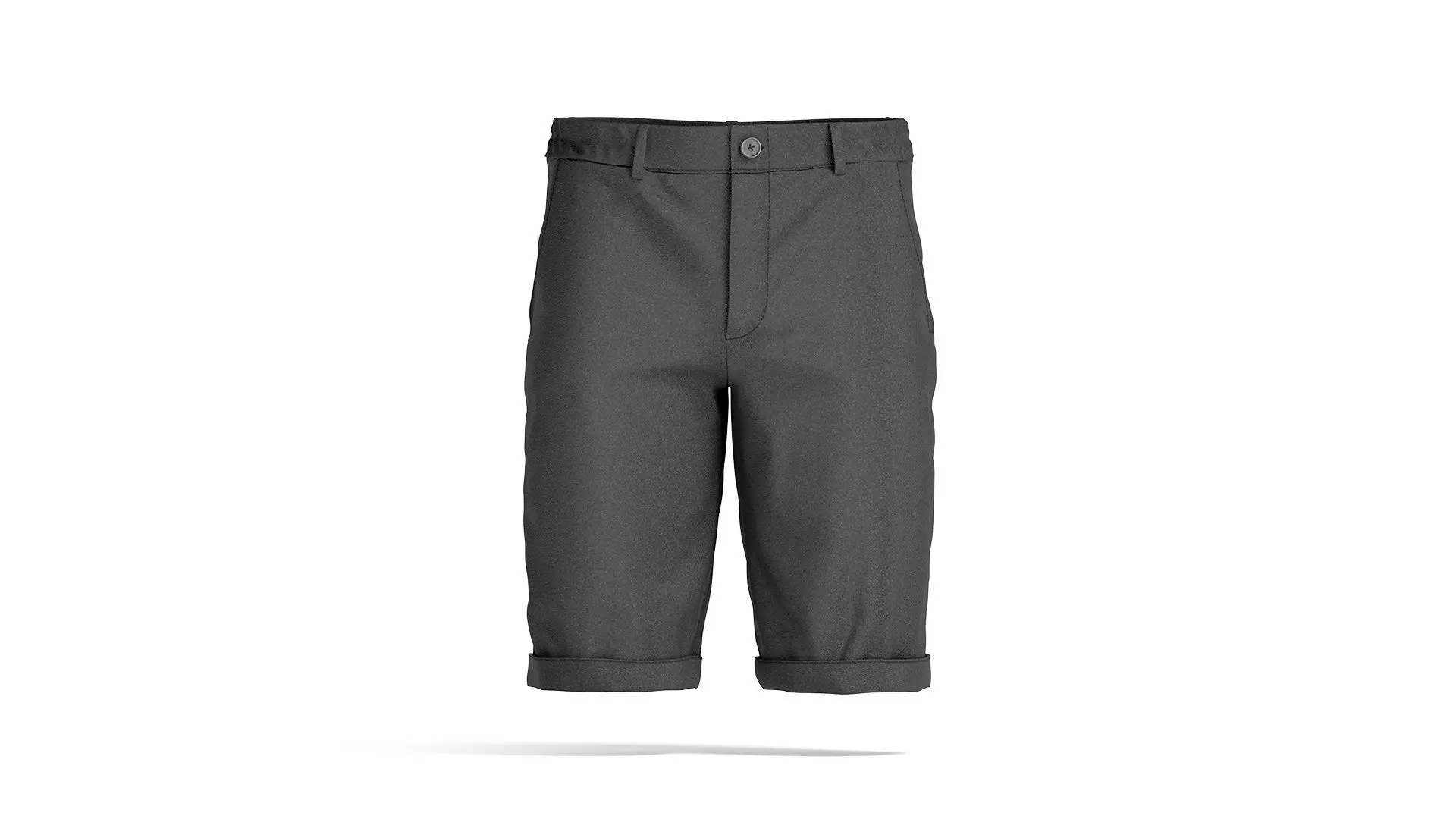 Black Casual Shorts - mens classic short pants 3D model_0