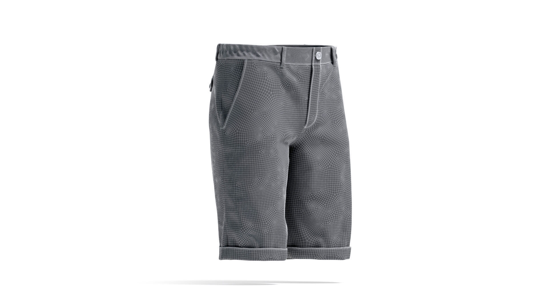 Black Casual Shorts - mens classic short pants 3D model_7