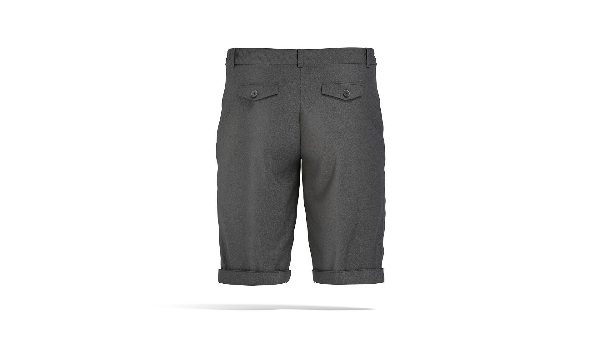 Black Casual Shorts - mens classic short pants 3D model_2