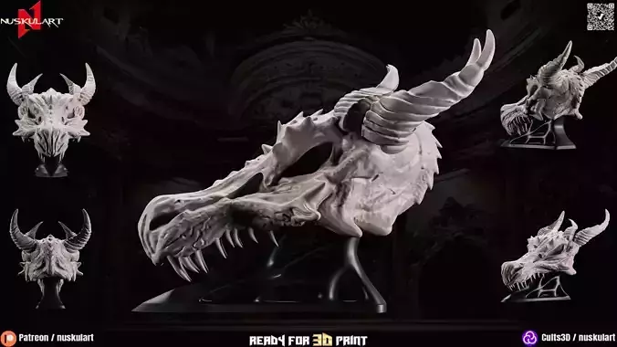 Dragon SKull With Holder 3D Printing Stl Free 3D print model