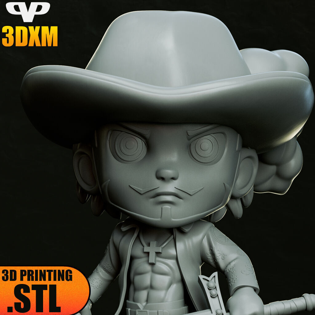Dracule Mihawk Chibi STL for 3D Printing 3DXM ChibiSTL 3D print model_4