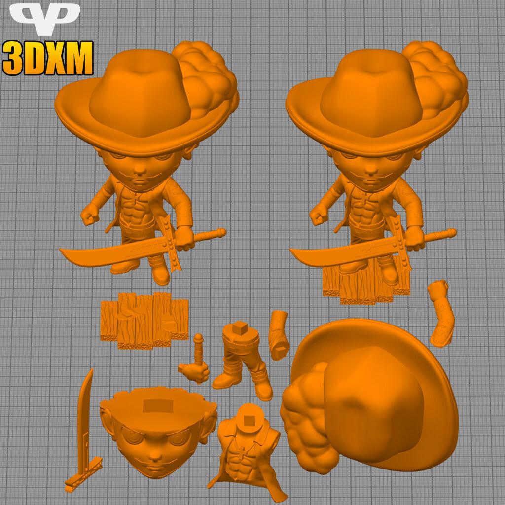 Dracule Mihawk Chibi STL for 3D Printing 3DXM ChibiSTL 3D print model_2