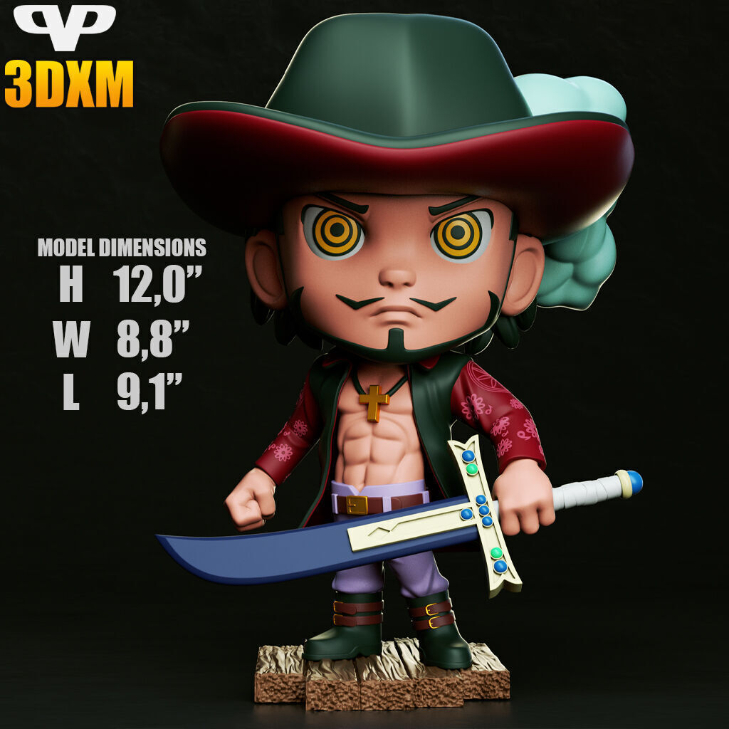 Dracule Mihawk Chibi STL for 3D Printing 3DXM ChibiSTL 3D print model_5