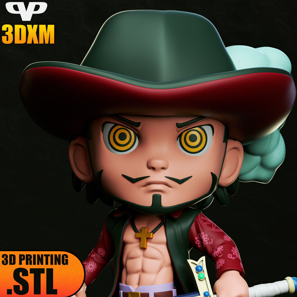 Dracule Mihawk Chibi STL for 3D Printing 3DXM ChibiSTL 3D print model_1