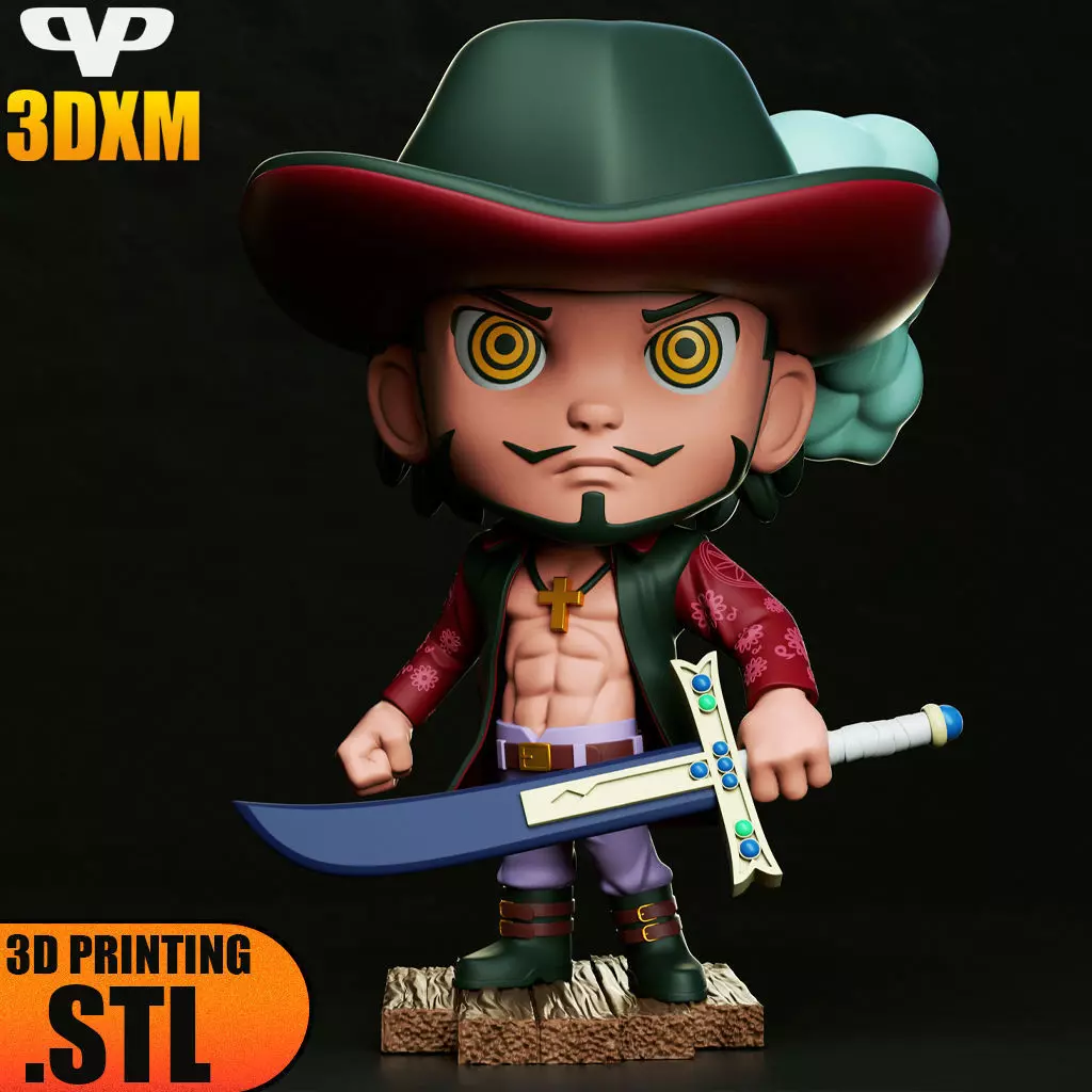 Dracule Mihawk Chibi STL for 3D Printing 3DXM ChibiSTL 3D print model_0