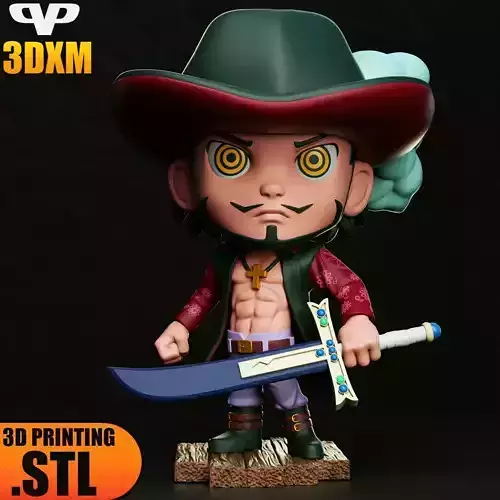 Dracule Mihawk Chibi STL for 3D Printing 3DXM ChibiSTL