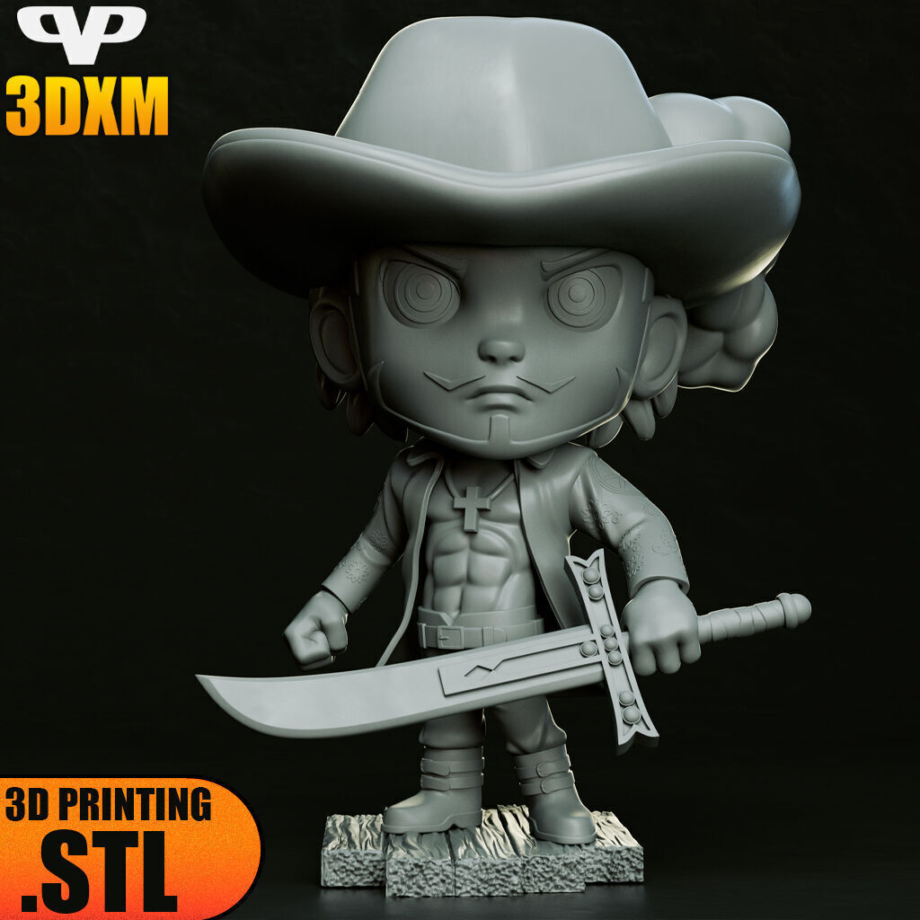 Dracule Mihawk Chibi STL for 3D Printing 3DXM ChibiSTL 3D print model_3
