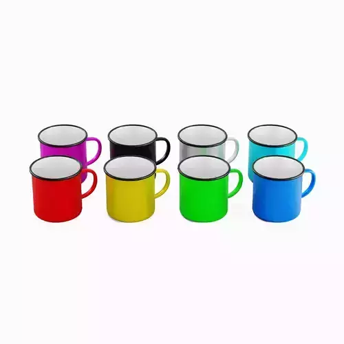 Iron Mug Set Low-poly 3D model