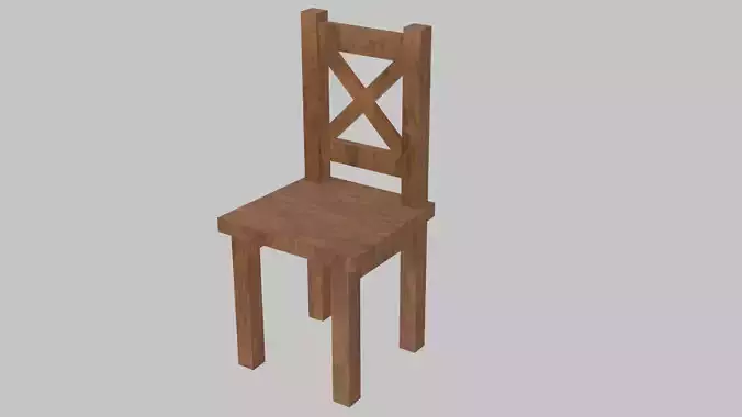 Rustic Wooden Chair with X-Back Design