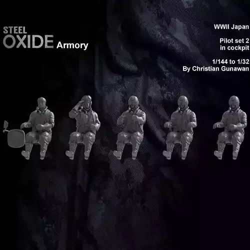 WWII Japanese pilots set 2 in cockpit for 3D printing