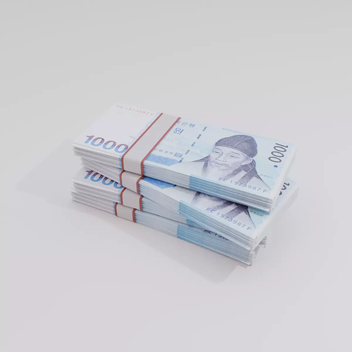 1000 South Korean won Currency Low-poly 3D model_0