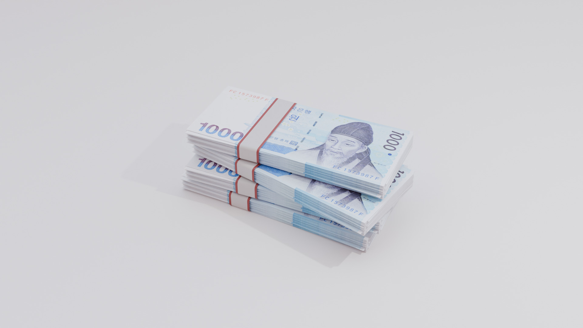 1000 South Korean won Currency Low-poly 3D model_5
