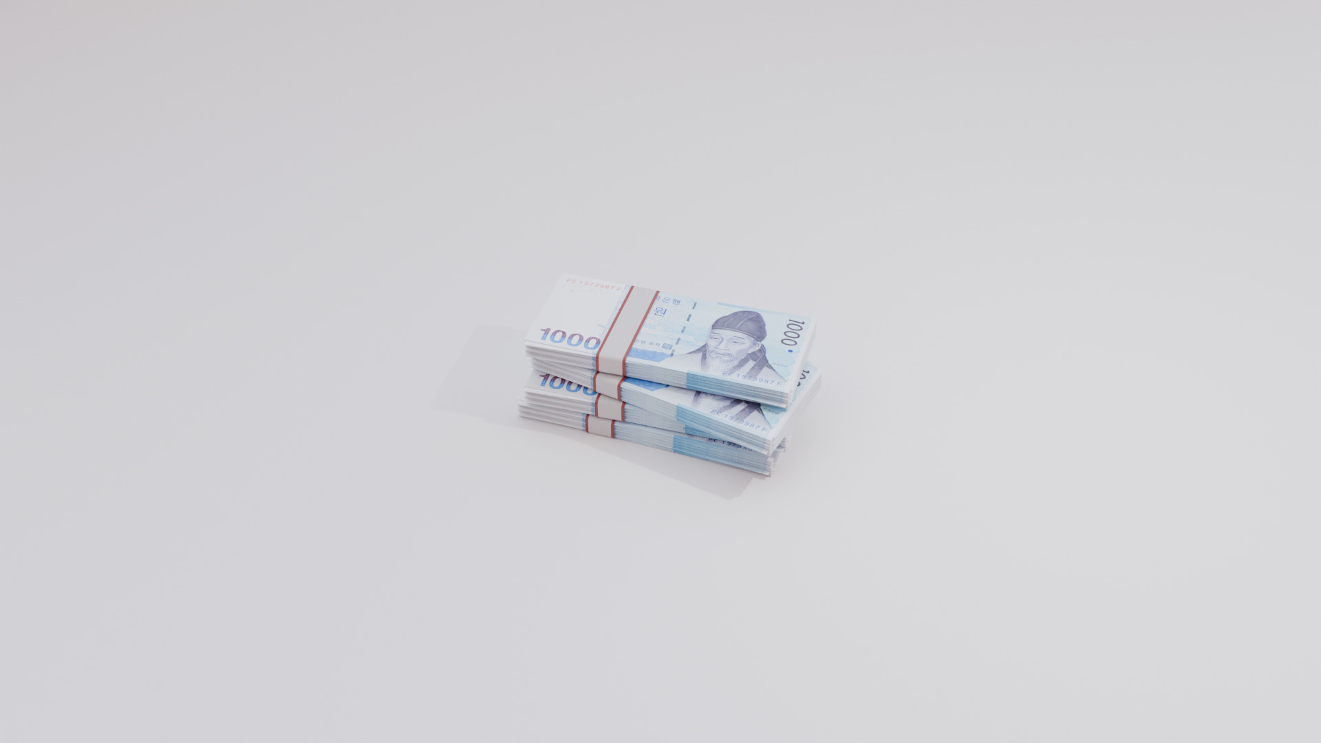 1000 South Korean won Currency Low-poly 3D model_2