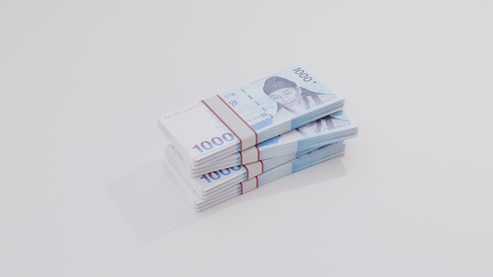 1000 South Korean won Currency Low-poly 3D model_4