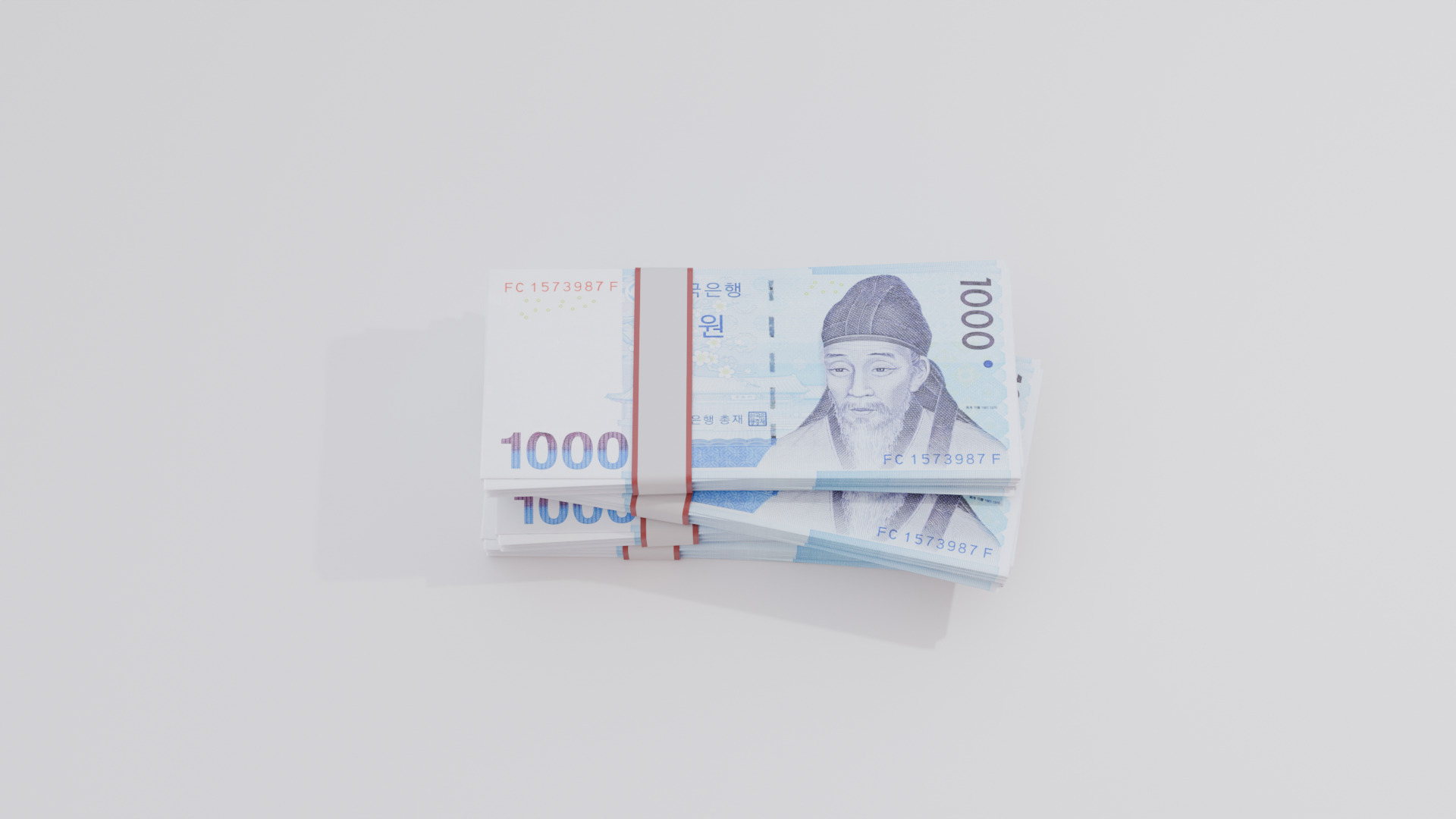 1000 South Korean won Currency Low-poly 3D model_3