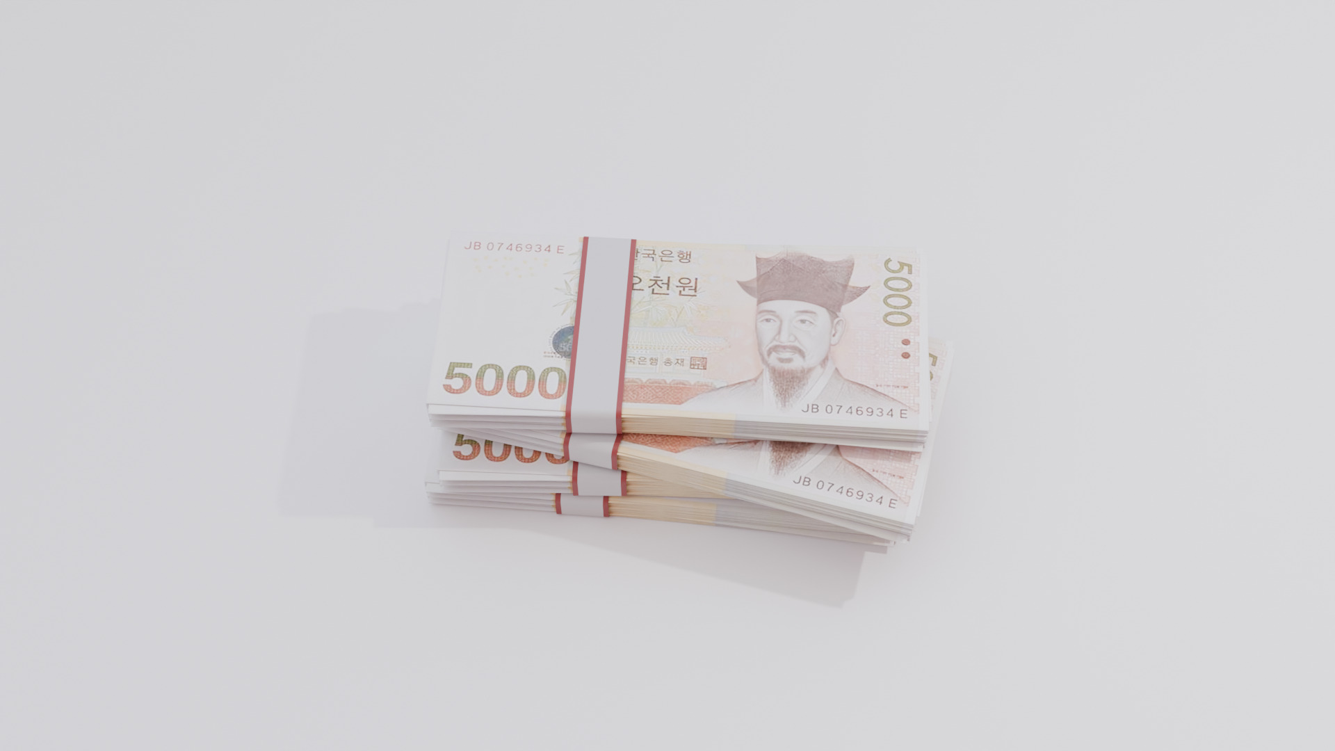5000 South Korean won Currency Low-poly 3D model_3