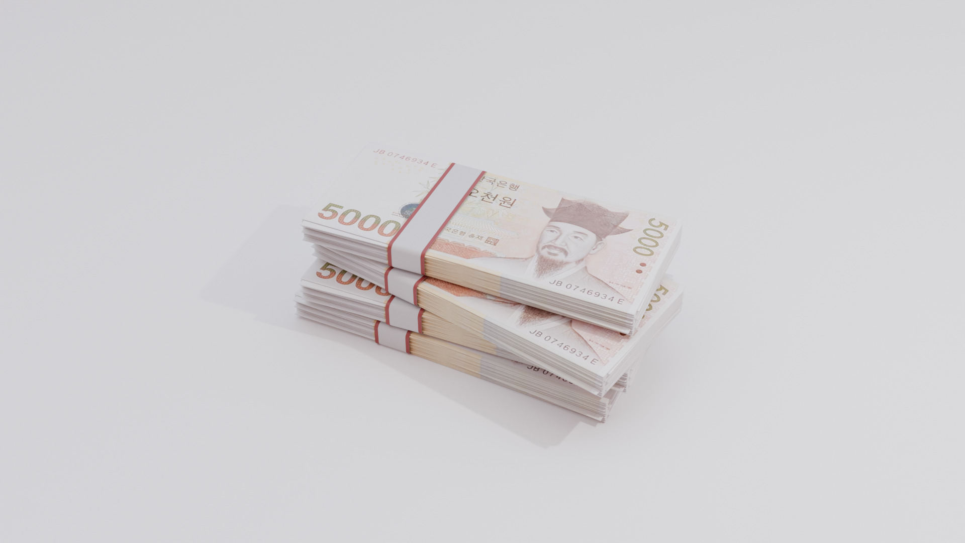 5000 South Korean won Currency Low-poly 3D model_1