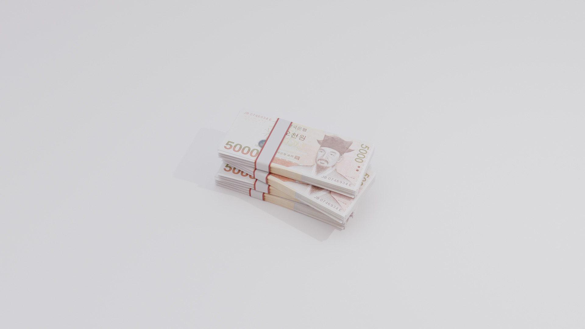 5000 South Korean won Currency Low-poly 3D model_4