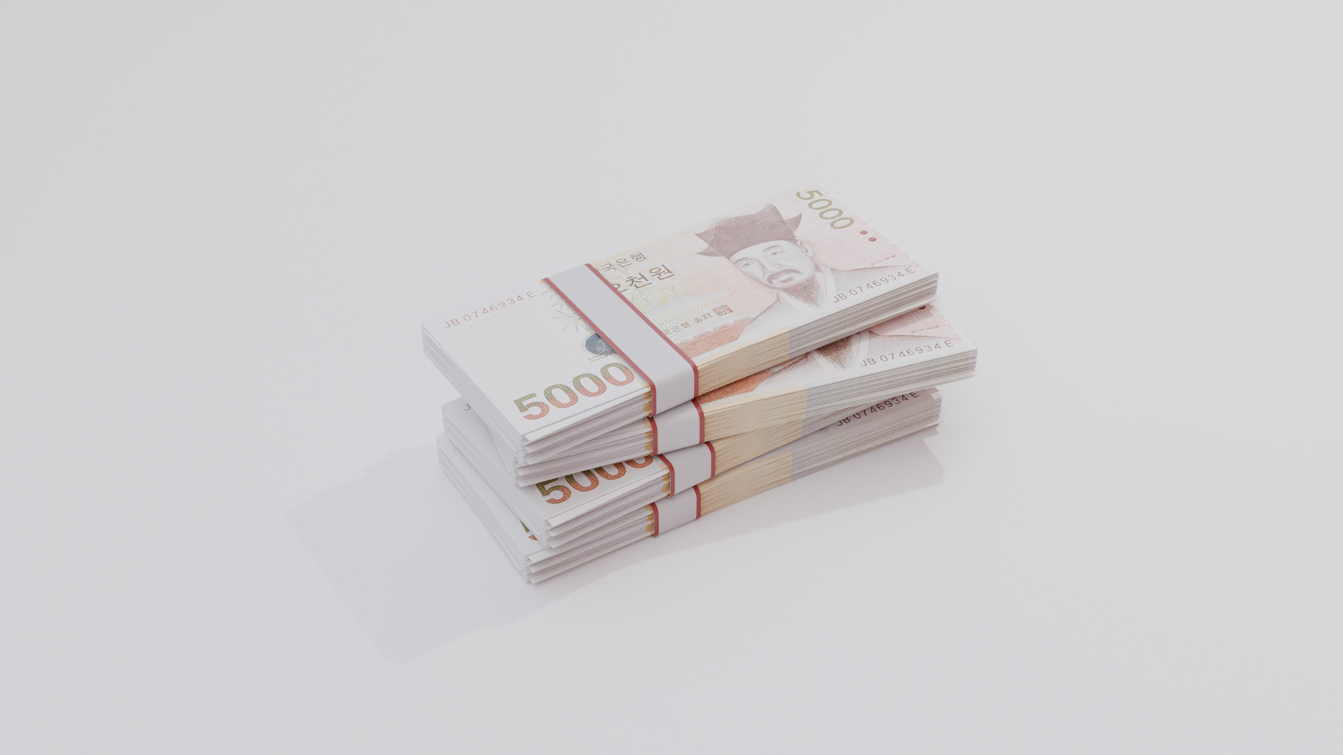 5000 South Korean won Currency Low-poly 3D model_2