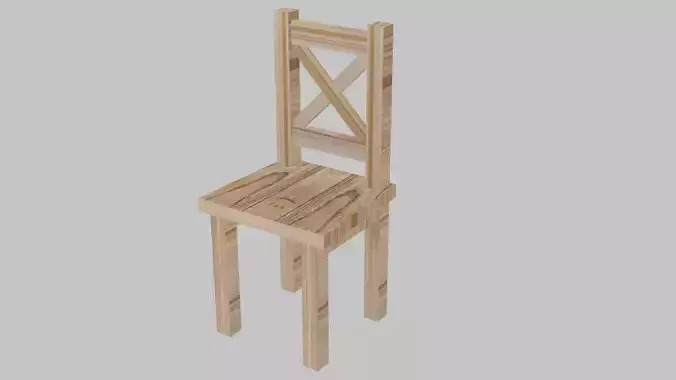 Rustic Wooden Chair with X-Back Design