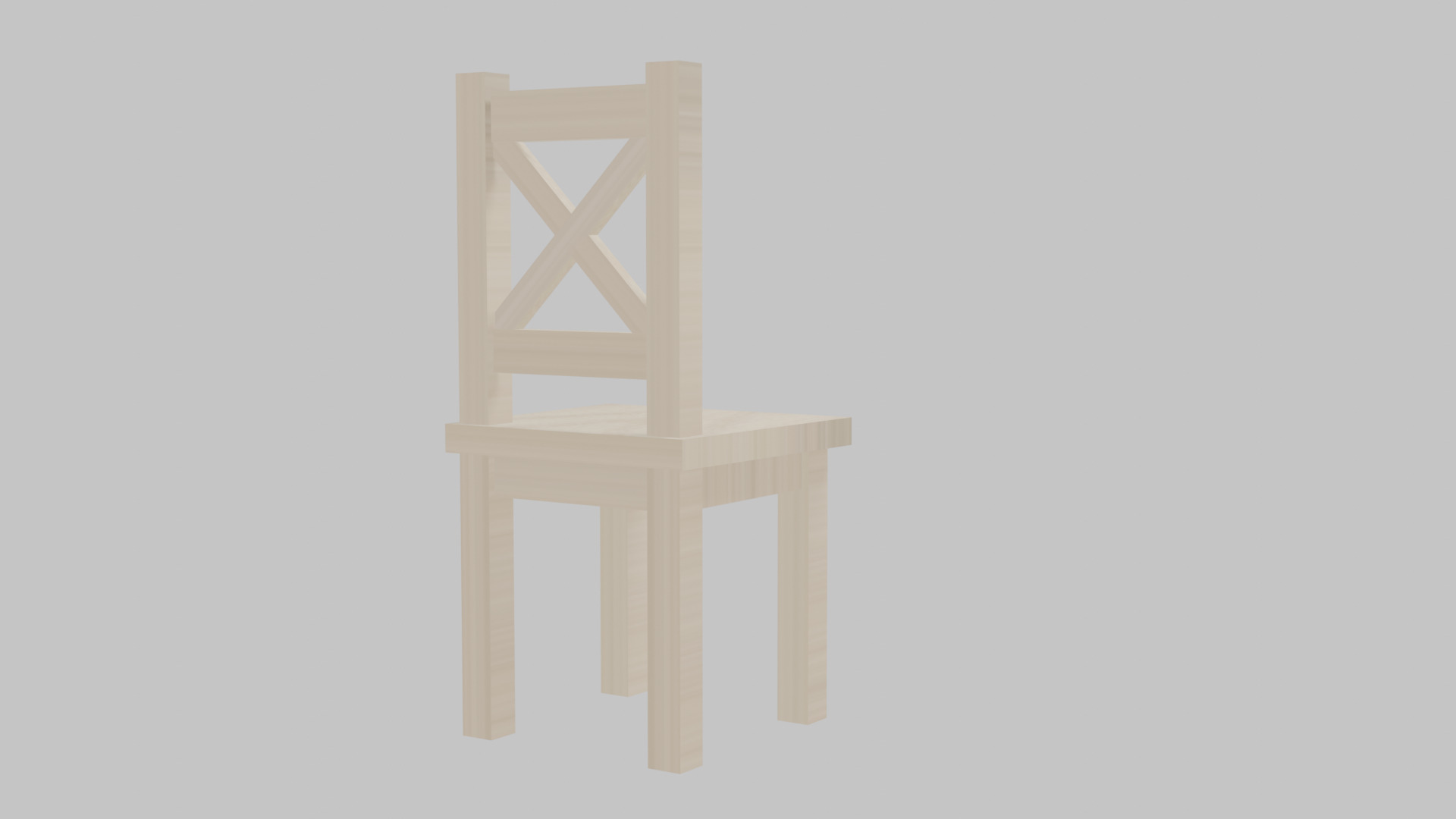 Rustic Wooden Chair with X-Back Design Low-poly 3D model_1