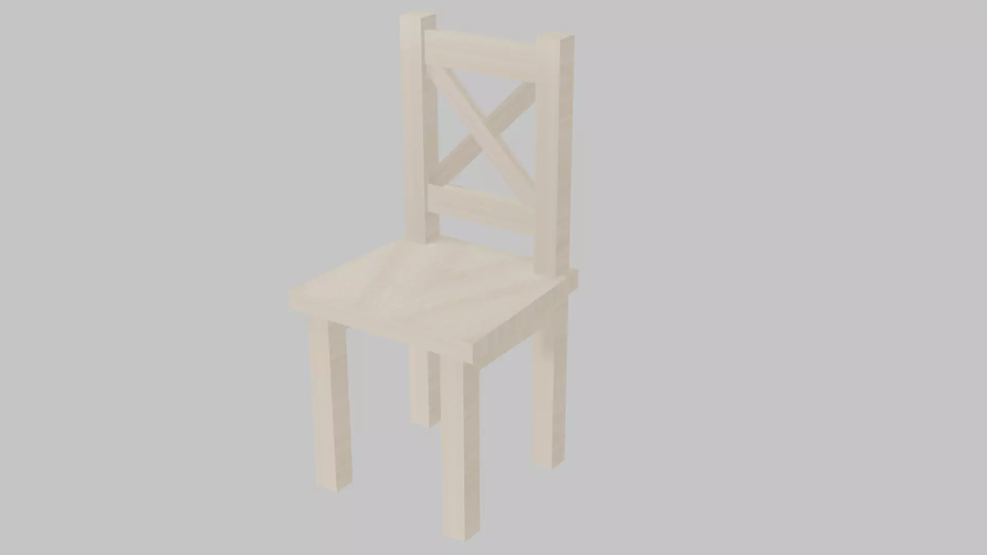 Rustic Wooden Chair with X-Back Design Low-poly 3D model_0