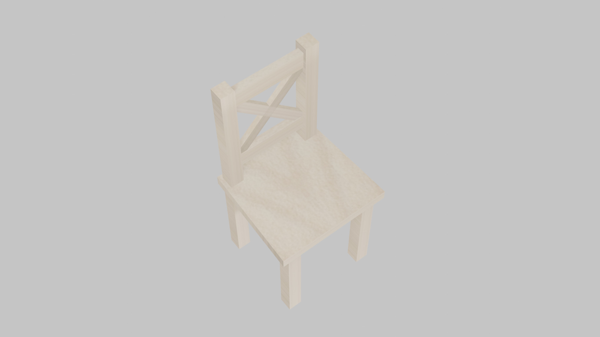 Rustic Wooden Chair with X-Back Design Low-poly 3D model_2