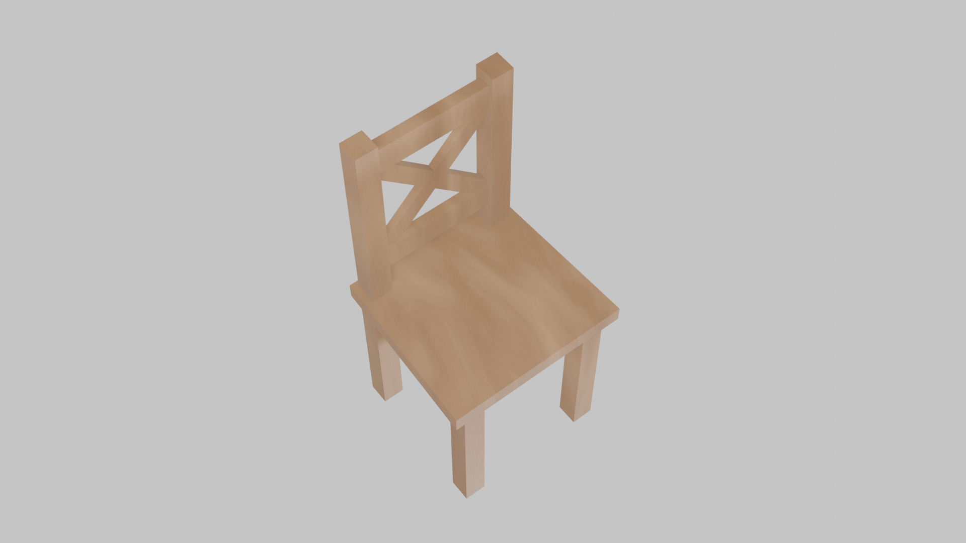 Rustic Wooden Chair with X-Back Design Low-poly 3D model_2