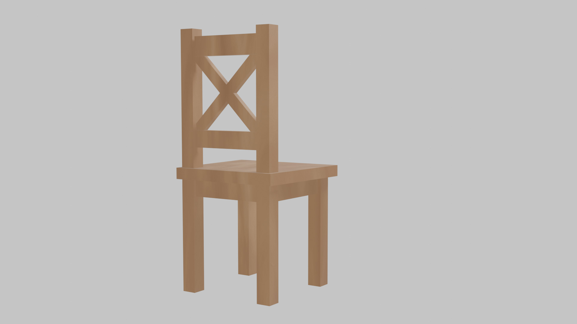 Rustic Wooden Chair with X-Back Design Low-poly 3D model_1