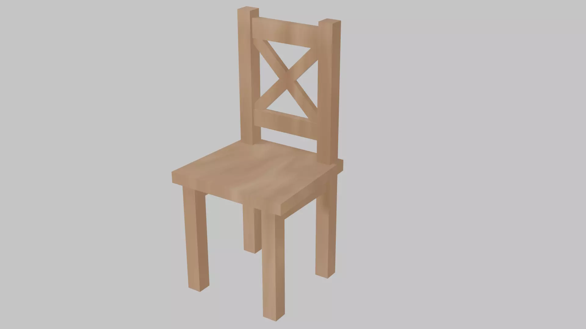 Rustic Wooden Chair with X-Back Design Low-poly 3D model_0