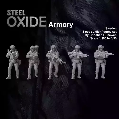 Modern Swedish infantrymen set 1 for 3D printing