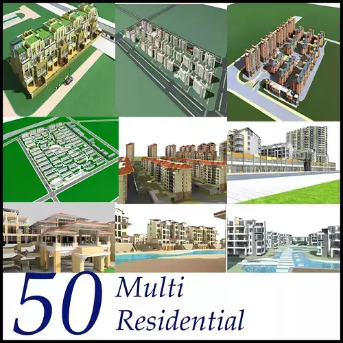 Multi Residential Building Collection 50 items Vol1  3D model