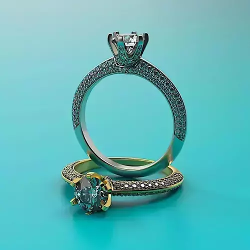 Engagement Diamond Pave Setting ring round 6mm 3D print model