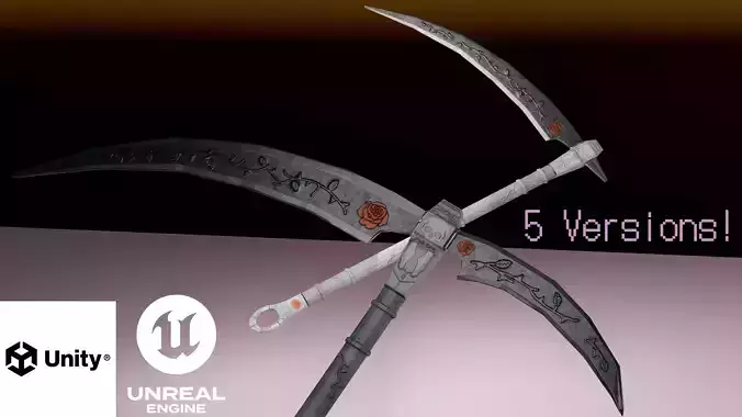 Gothic war scythes Low-poly 3D model