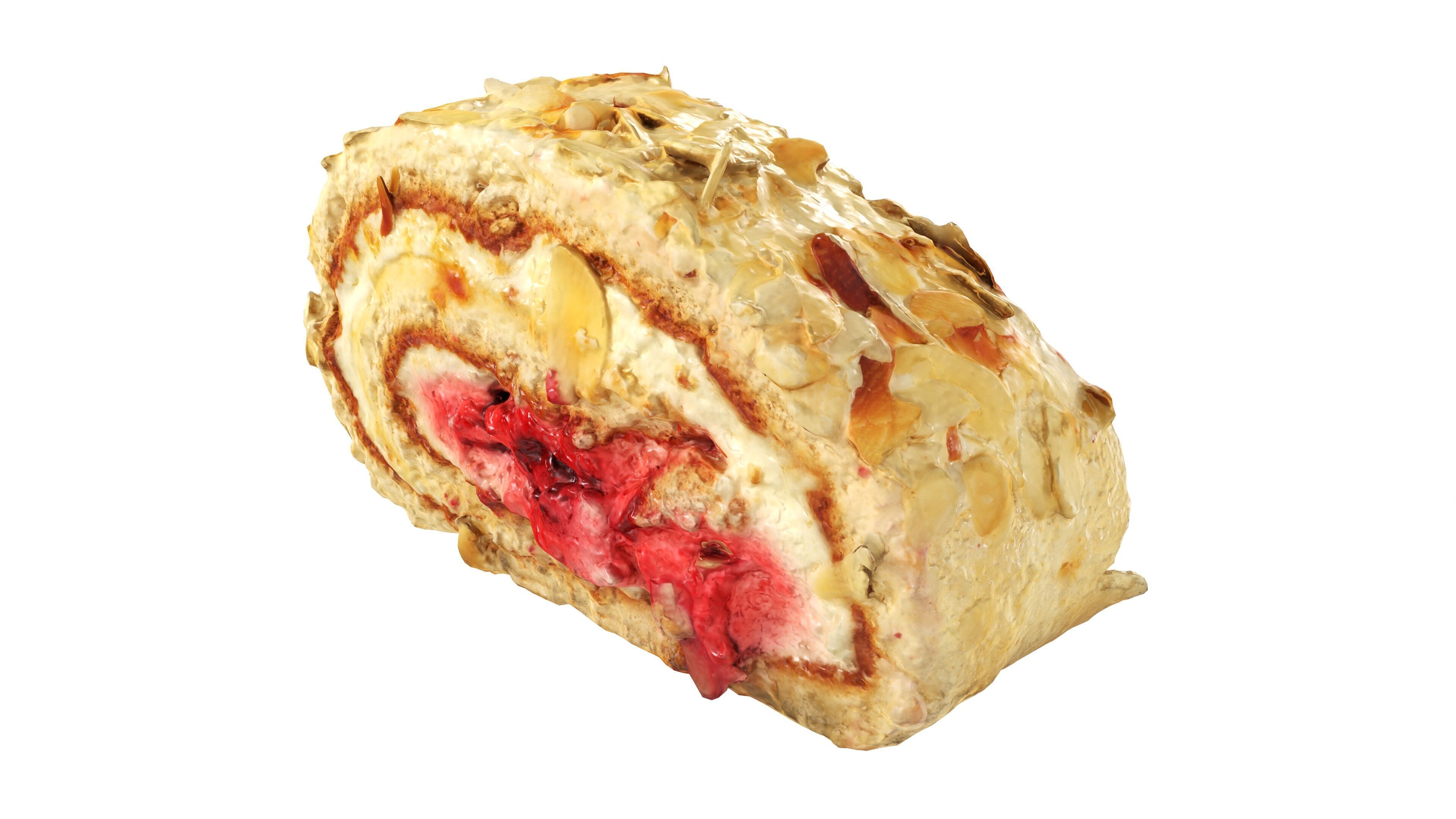 Roll cake with cream filling piece Low-poly 3D model_2