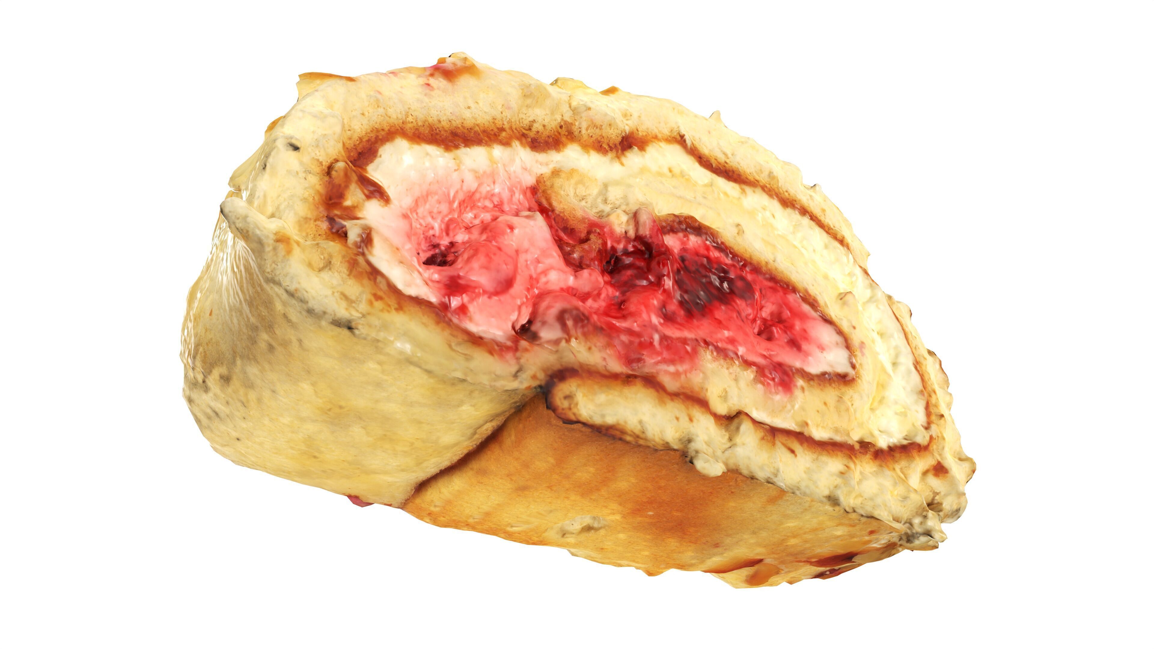 Roll cake with cream filling piece Low-poly 3D model_3