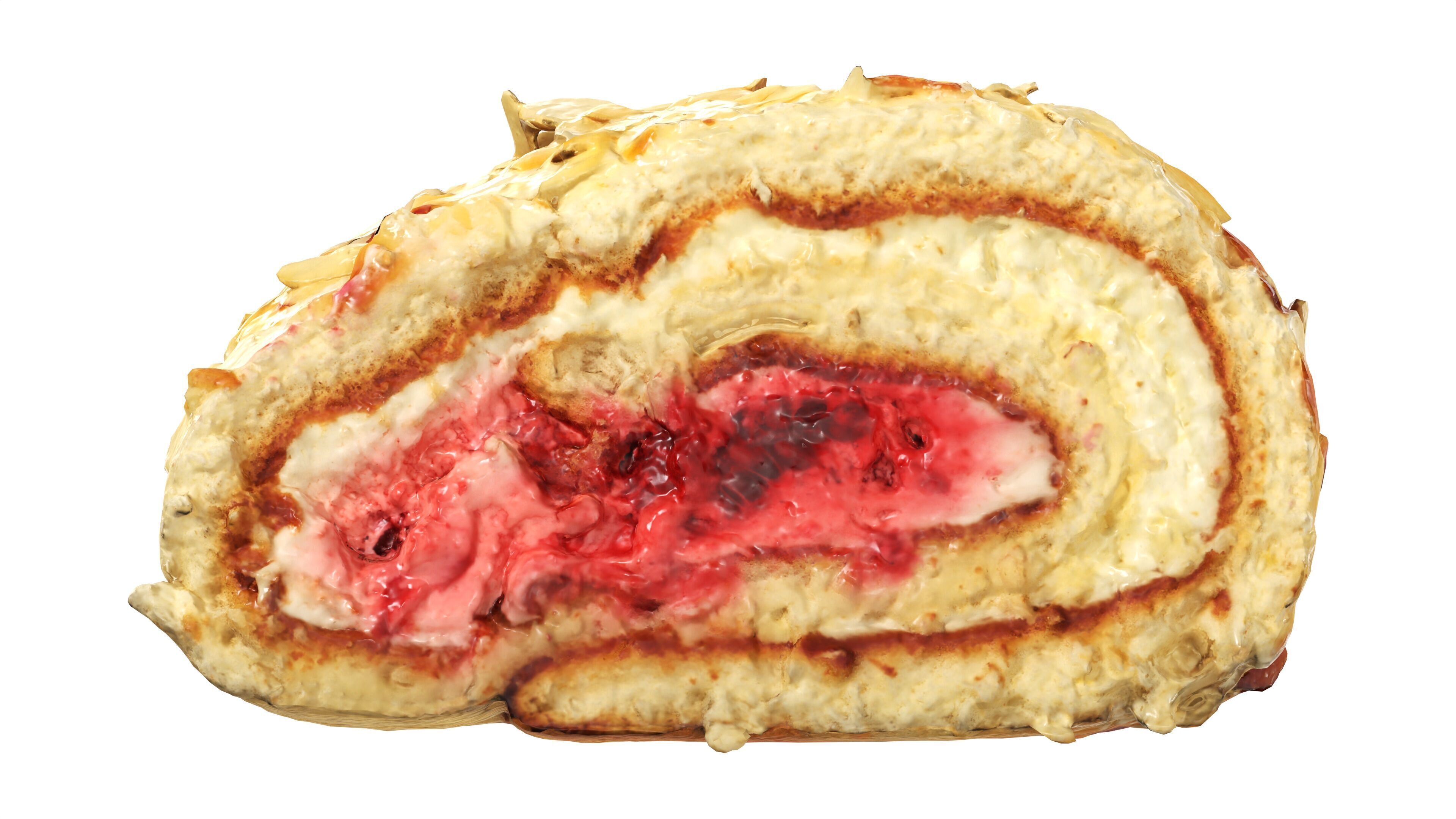 Roll cake with cream filling piece Low-poly 3D model_4