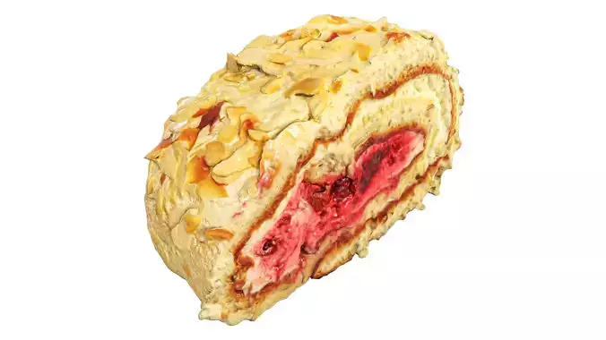 Roll cake with cream filling piece Low-poly 3D model