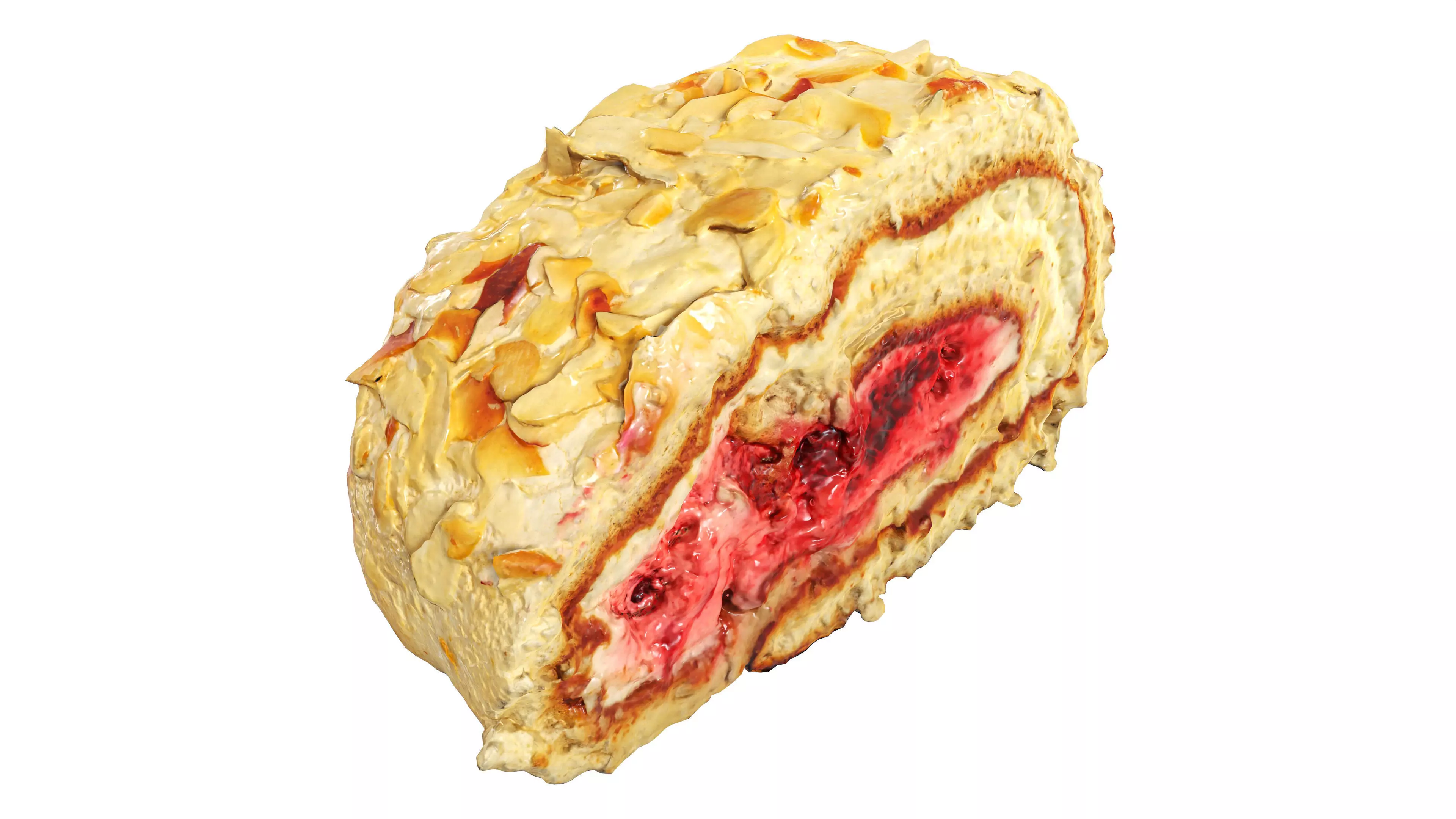 Roll cake with cream filling piece Low-poly 3D model_0