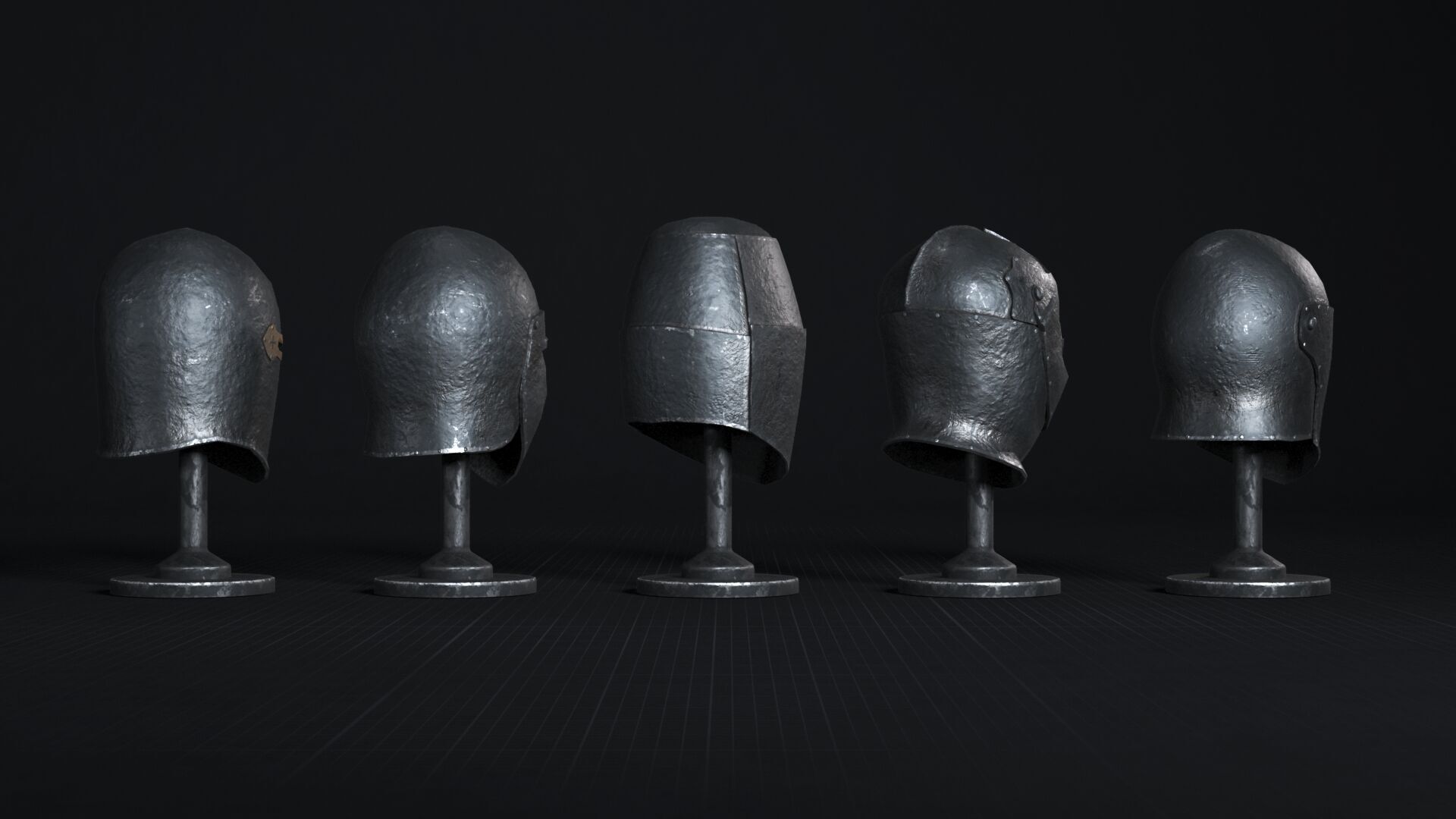 Medieval Helmet Pack 01 - 02 Low-poly 3D model_20