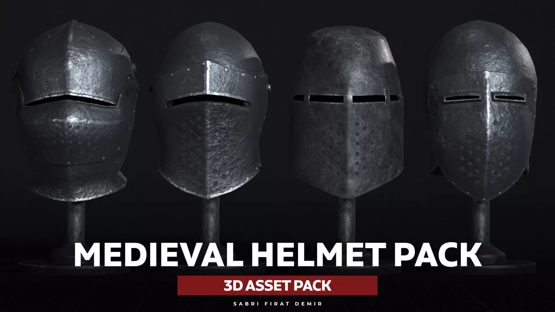 Medieval Helmet Pack 01 - 02 Low-poly 3D model_0