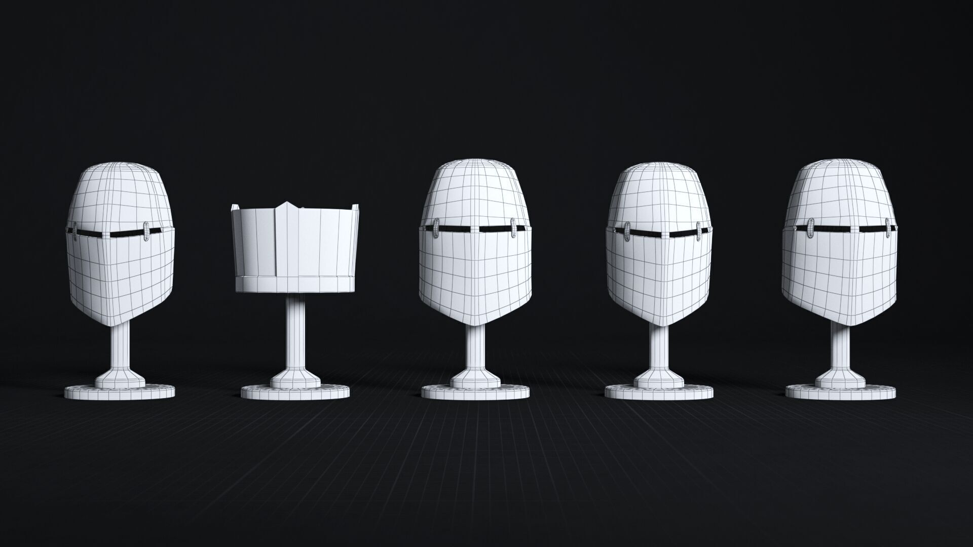 Medieval Helmet Pack 01 - 02 Low-poly 3D model_2