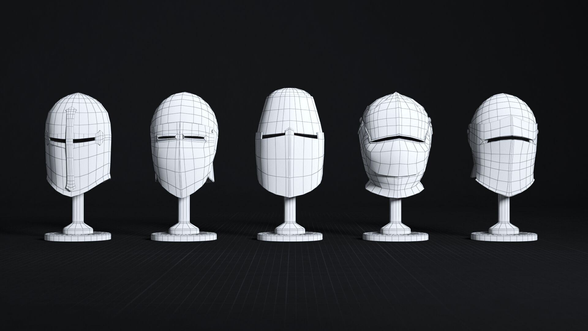 Medieval Helmet Pack 01 - 02 Low-poly 3D model_3
