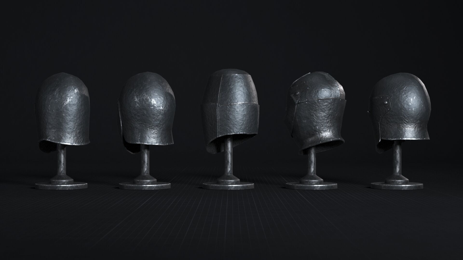 Medieval Helmet Pack 01 - 02 Low-poly 3D model_15