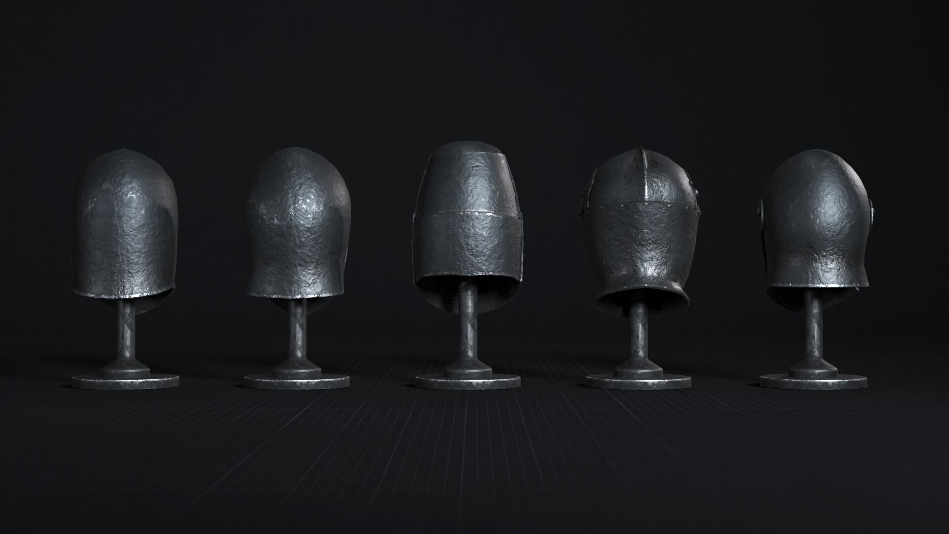Medieval Helmet Pack 01 - 02 Low-poly 3D model_18