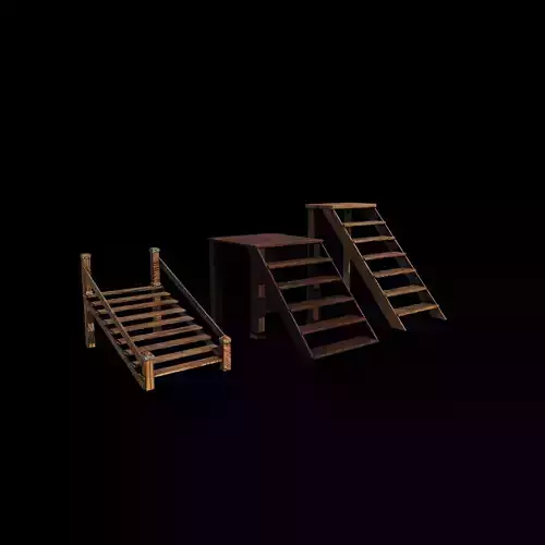 wooden Step Ladder 3D model