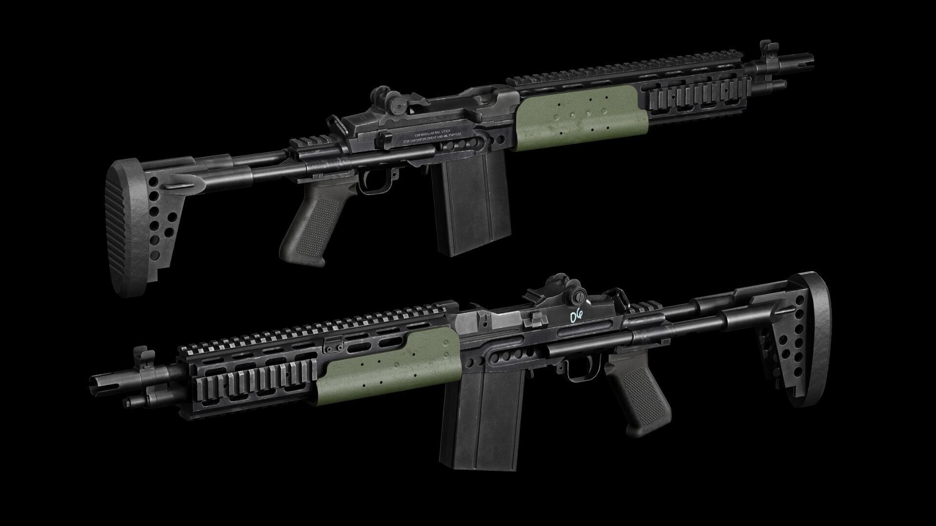 GAME READY M14 EBR RIFLE PBR RIGGED Low-poly 3D model_1