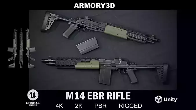 GAME READY M14 EBR RIFLE PBR RIGGED